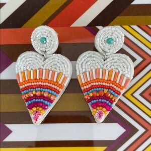 Colorful Beaded Heart Earrings